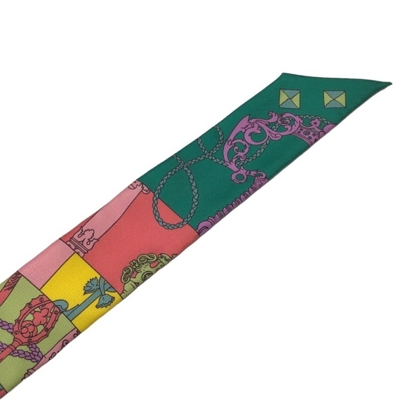 Authentic Hermes Tour De Cles Silk Twilly Scarf - Picture 8 of 9